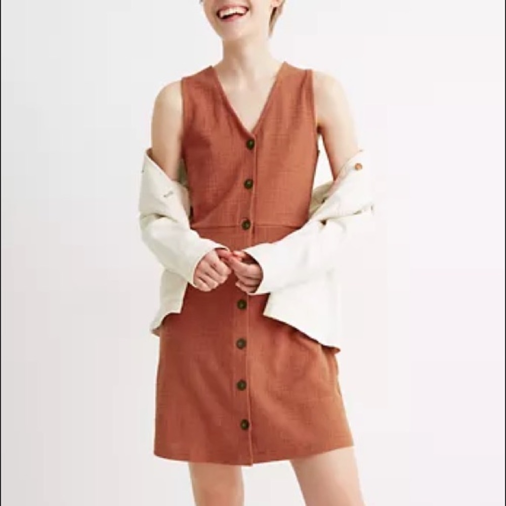 NWT Madewell Sleeveless Button-Front Mini Dress, S